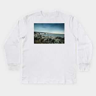 In the colorful evening light lies the Öresund Bridge, which connects Sweden and Denmark Kids Long Sleeve T-Shirt